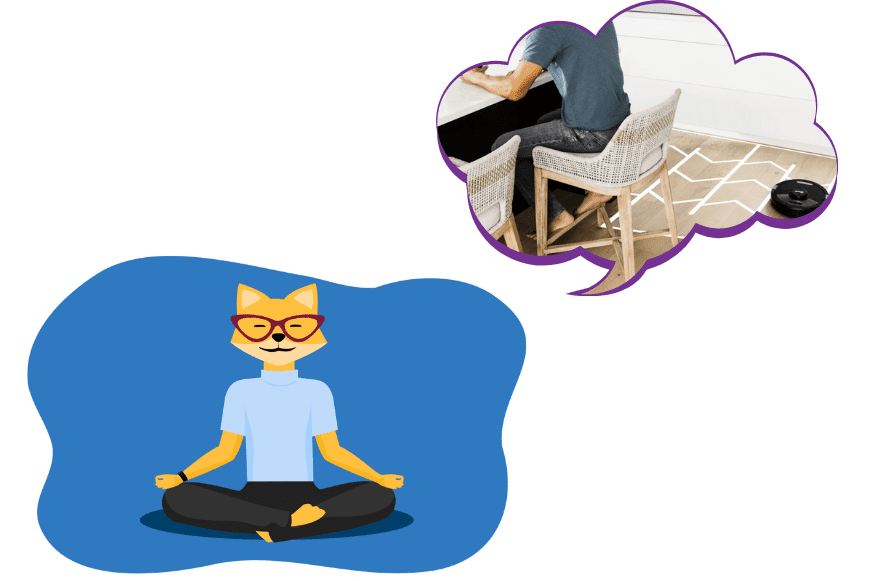 Die Funktionsweise einer strukturierten Lasernavigation eines Shark Saugroboters wird bildlich dargestellt.